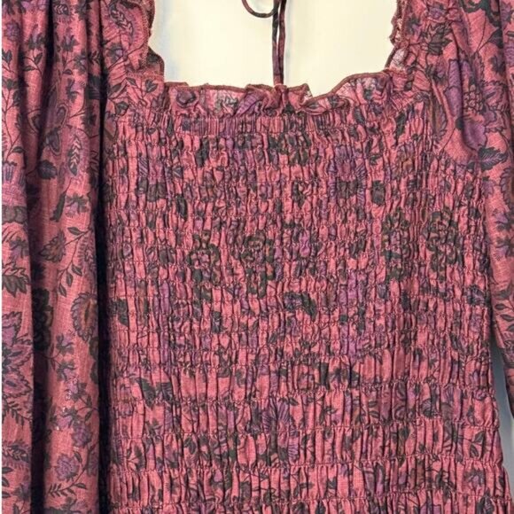 NWT Free People Smock It To Me Mini Dress Burgundy - Picture 8 of 12